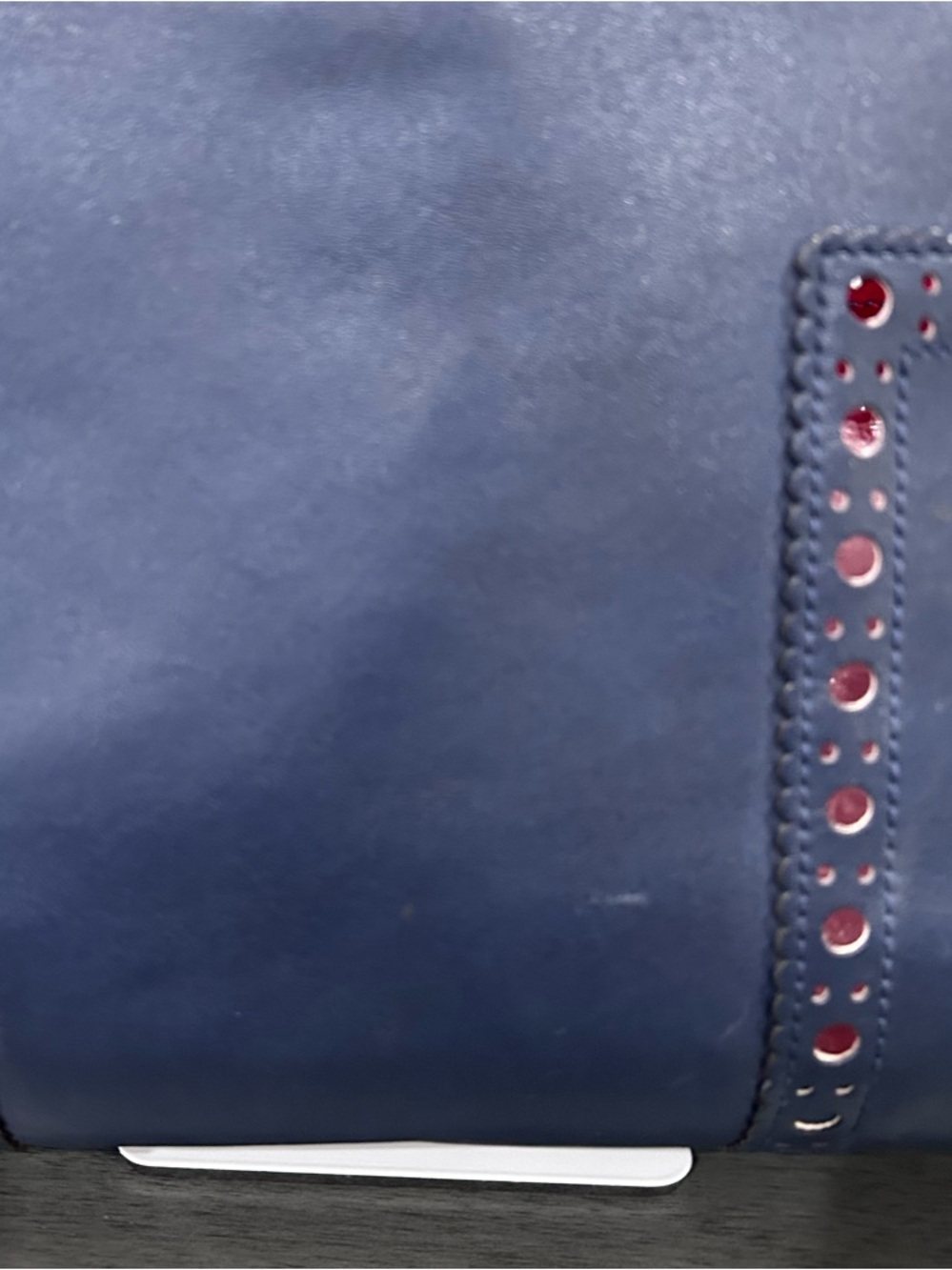 Tory Burch Navy Leather Tote with Red Accent - Picture 4 of 11